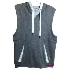 Men's Sleeveless Muscle Hoodie Sz M V-Neck w/Drawstring Kangaroo Pouch Gym Wear
